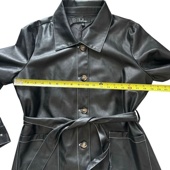 Lulu's Abeline Vegan Leather Belted Jacket Black Women's Size Medium M - Picture 8 of 12